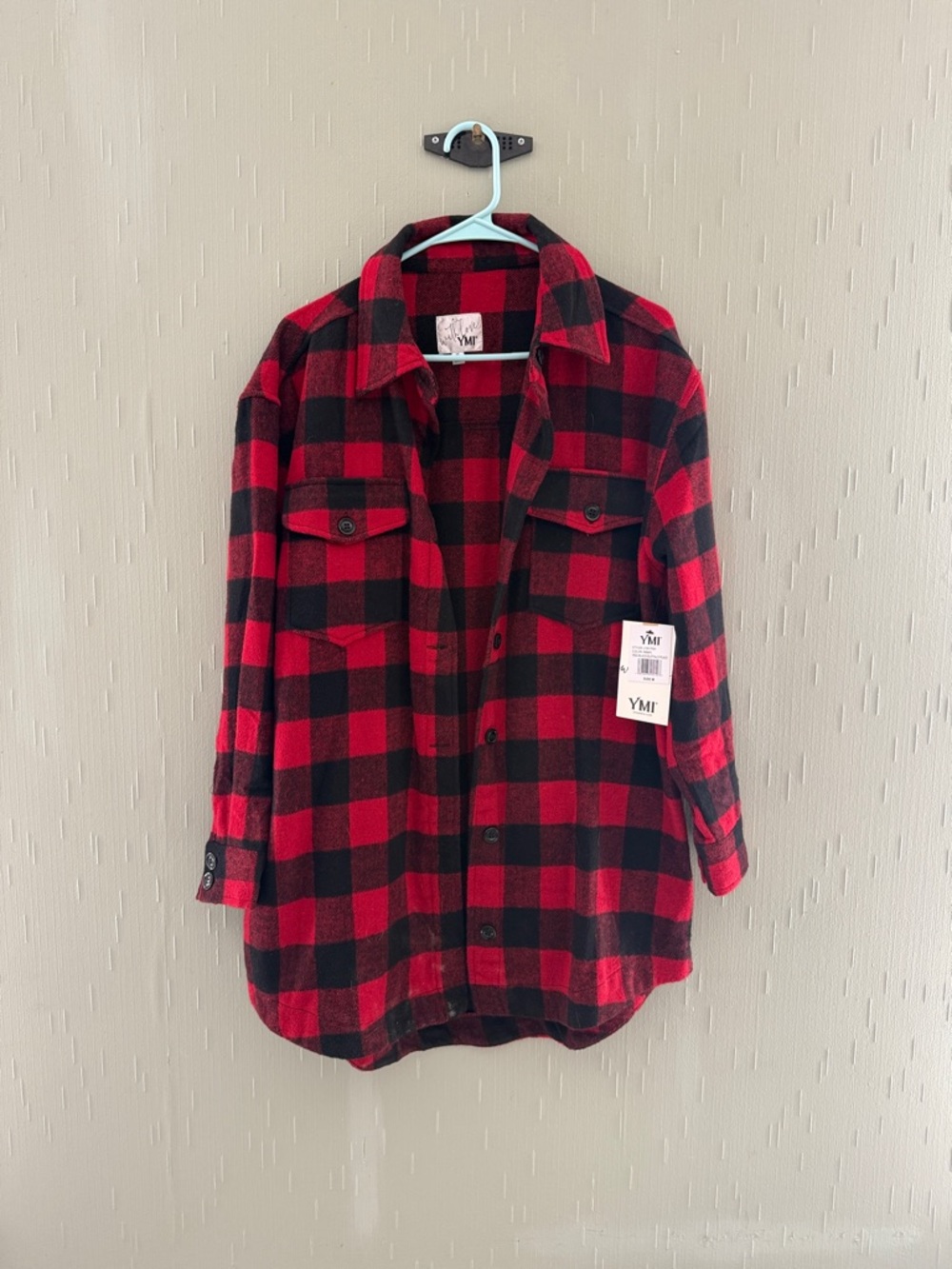 YMI Red and Black Buffalo Plaid Shirt Jacket
